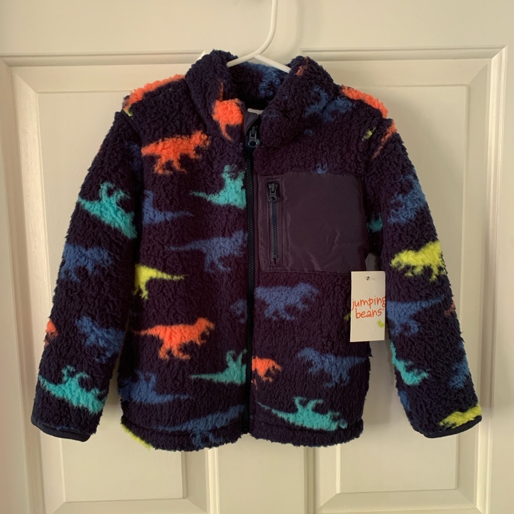 🦖 Toddler Boys Jumping Beans Sherpa Jacket with Dinosaurs - Size 4T 🦖